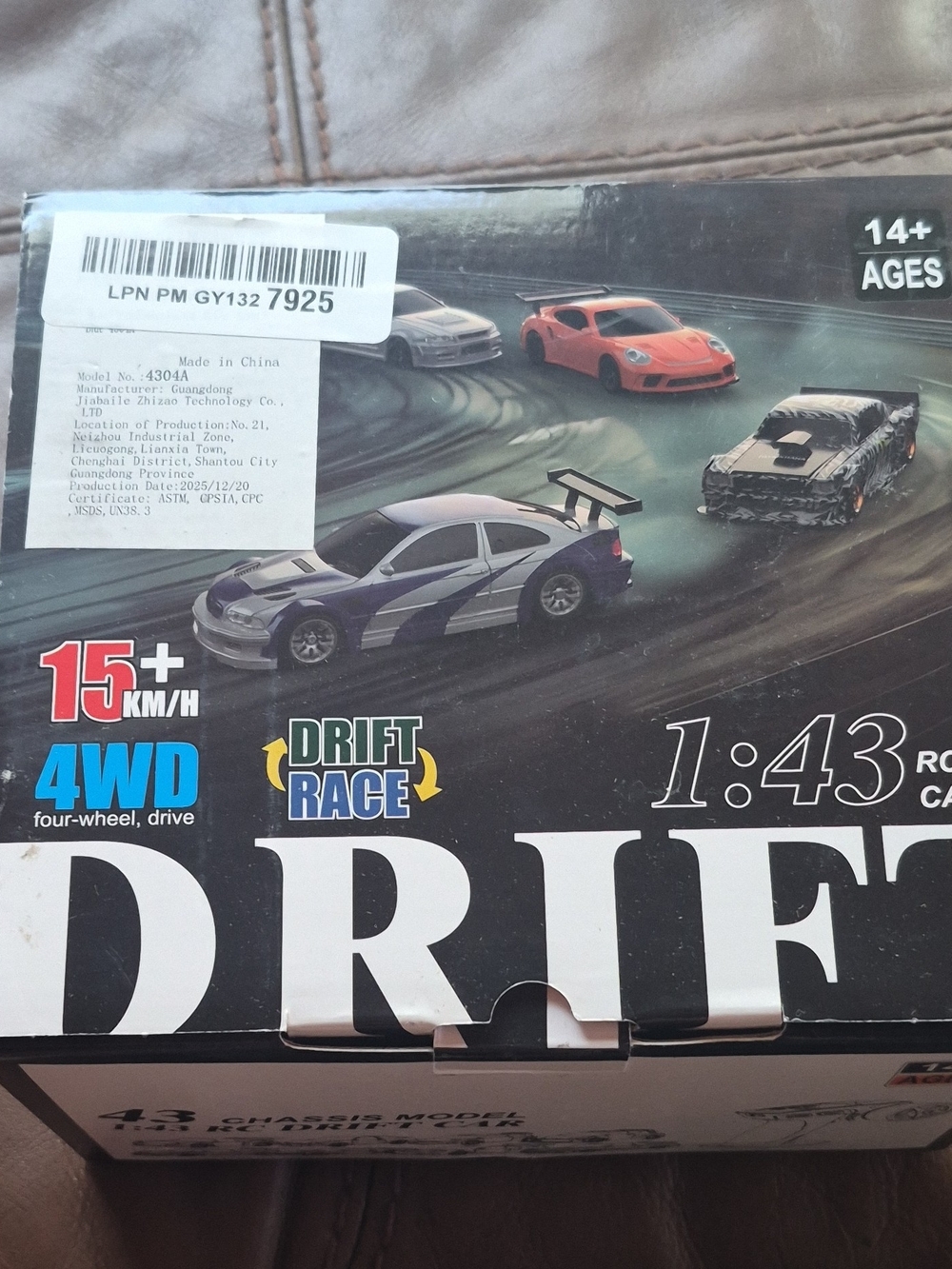 Drift Race 1:43 RC Car Toy - Black, Orange, Silver